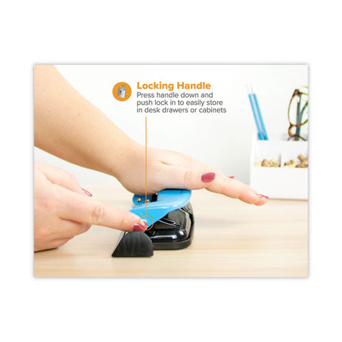 Image of Bostitch® 12-Sheet Ez Squeeze Three-Hole Punch, 9/32" Holes, Blue/black