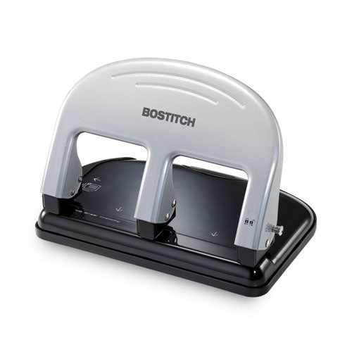 Image of Bostitch® 40-Sheet Ez Squeeze Three-Hole Punch, 9/32" Holes, Black/silver