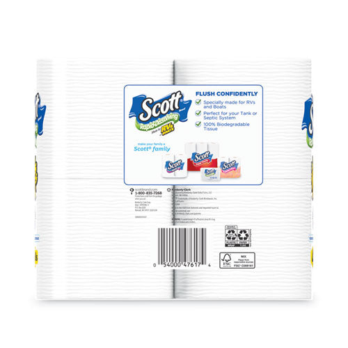 Image of Scott® Rapid-Dissolving Toilet Paper, Bath Tissue, Septic Safe, 1-Ply, White, 231 Sheets/roll, 4/rolls/pack, 12 Packs/carton