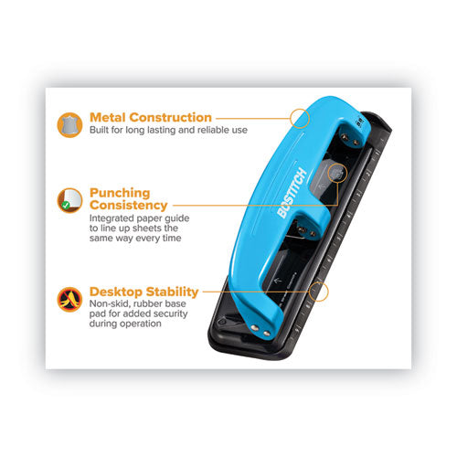 Image of Bostitch® 12-Sheet Ez Squeeze Three-Hole Punch, 9/32" Holes, Blue/black