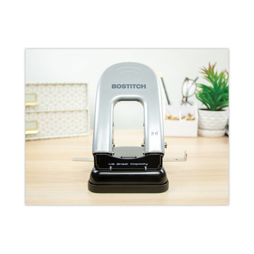 Image of Bostitch® 40-Sheet Ez Squeeze Two-Hole Punch, 9/32" Holes, Black/silver