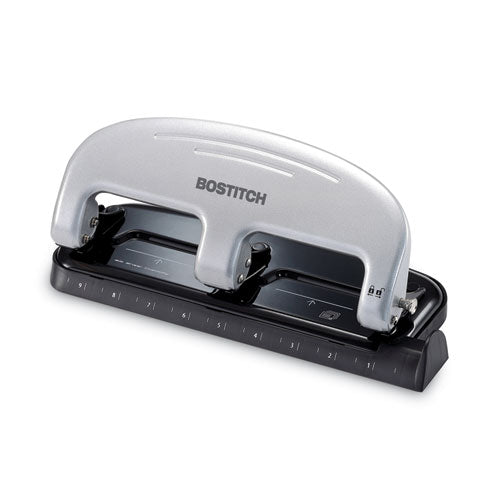 Image of Bostitch® 20-Sheet Ez Squeeze Three-Hole Punch, 9/32" Holes, Black/silver
