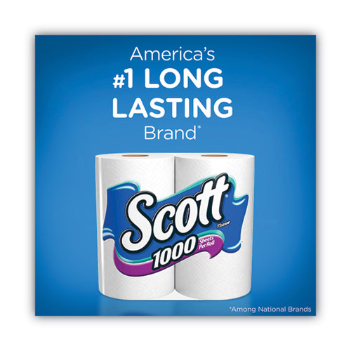 Image of Scott® 1000 Bathroom Tissue, Septic Safe, 1-Ply, White, 1,000 Sheet/Roll, 20/Pack