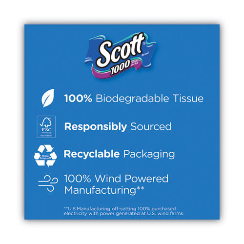 Image of Scott® Standard Roll Bathroom Tissue, Septic Safe, 1-Ply, White, 1,000 Sheets/Roll, 20/Pack, 2 Packs/Carton