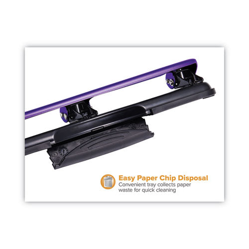 Image of Bostitch® 12-Sheet Ez Squeeze Three-Hole Punch, 9/32" Holes, Purple/black