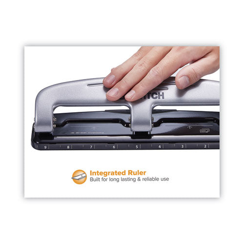 Image of Bostitch® 12-Sheet Ez Squeeze Three-Hole Punch, 9/32" Holes, Black/silver