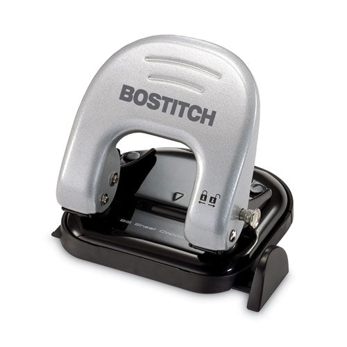 Image of Bostitch® 20-Sheet Ez Squeeze Two-Hole Punch, 9/32" Holes, Black/silver