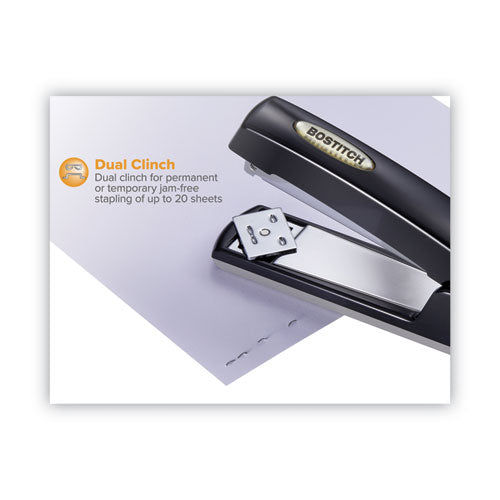 Image of Bostitch® Professional Antimicrobial Executive Stapler, 20-Sheet Capacity, Black