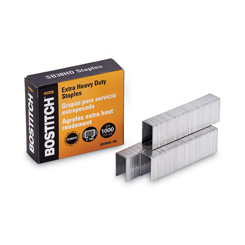 Image of Bostitch® Heavy-Duty Premium Staples, 0.88" Leg, 0.5" Crown, Steel, 1,000/box
