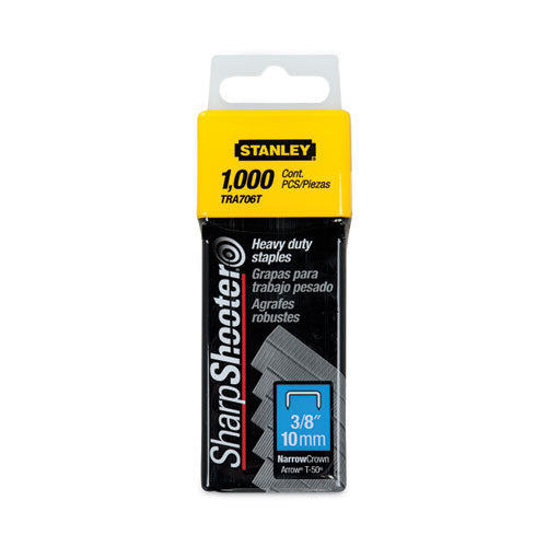 Image of Stanley® Sharpshooter Heavy-Duty Tacker Staples, 0.38" Leg, 0.5" Crown, Steel, 1,000/box
