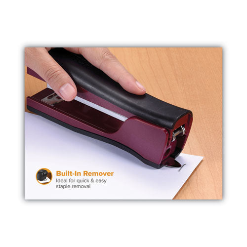 Image of Bostitch® Dynamo Stapler, 20-Sheet Capacity, Wine Metallic