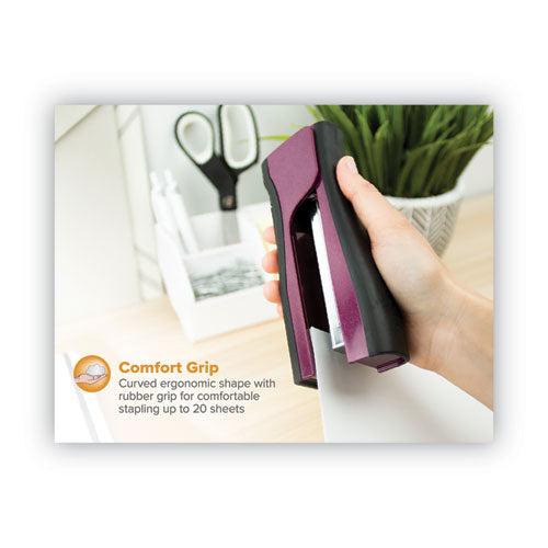 Image of Bostitch® Dynamo Stapler, 20-Sheet Capacity, Wine Metallic
