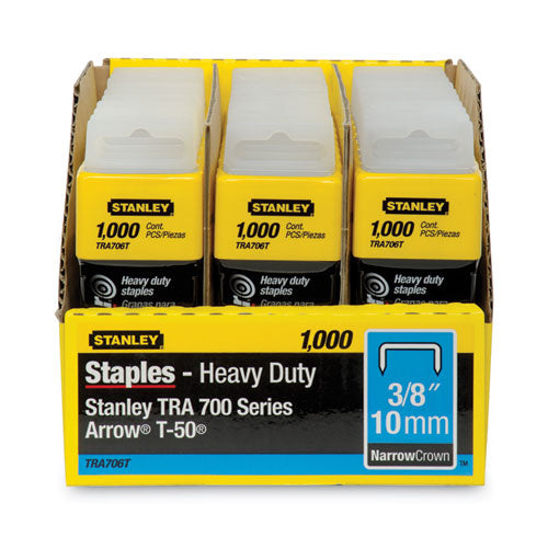 Image of Stanley® Sharpshooter Heavy-Duty Tacker Staples, 0.38" Leg, 0.5" Crown, Steel, 1,000/box