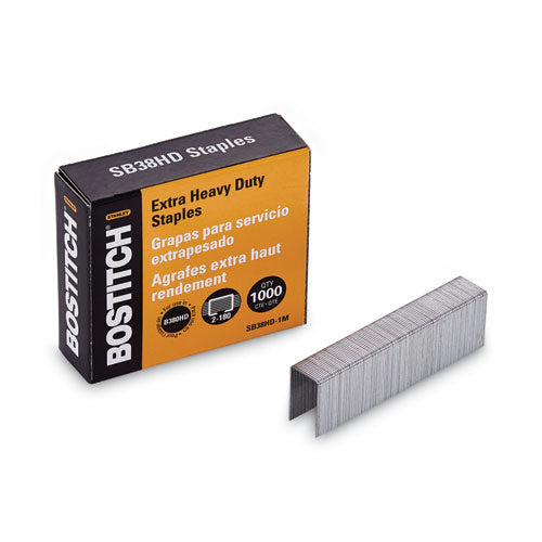 Image of Bostitch® Heavy-Duty Premium Staples, 0.88" Leg, 0.5" Crown, Steel, 1,000/box