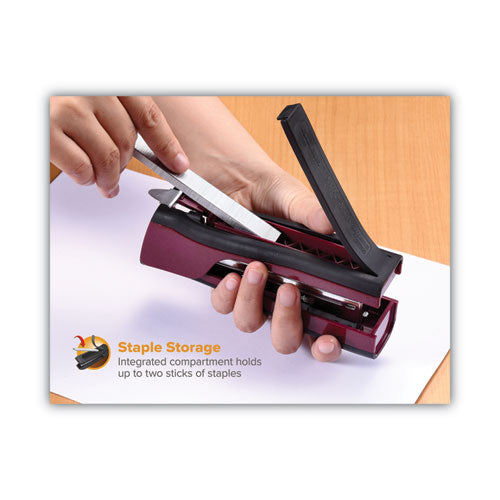 Image of Bostitch® Dynamo Stapler, 20-Sheet Capacity, Wine Metallic