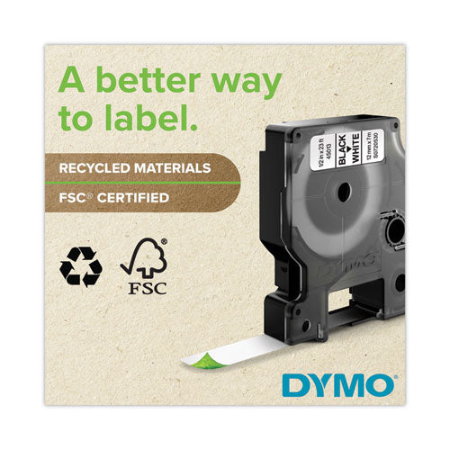 Image of DYMO® Rhino Permanent Poly Industrial Label Tape, 0.5" X 18 Ft, White/black Print