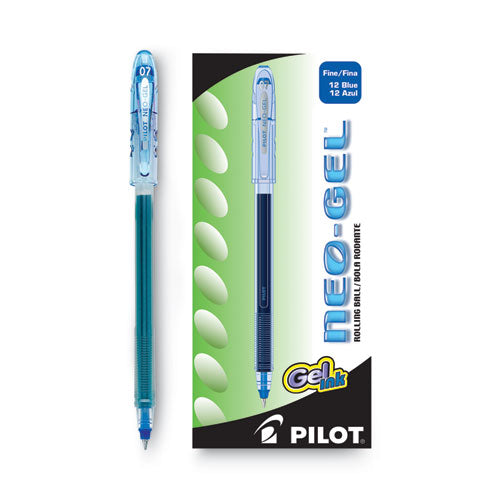 Image of Pilot® Neo-Gel Gel Pen, Stick, Fine 0.7 mm, Blue Ink, Translucent Blue Barrel, Dozen