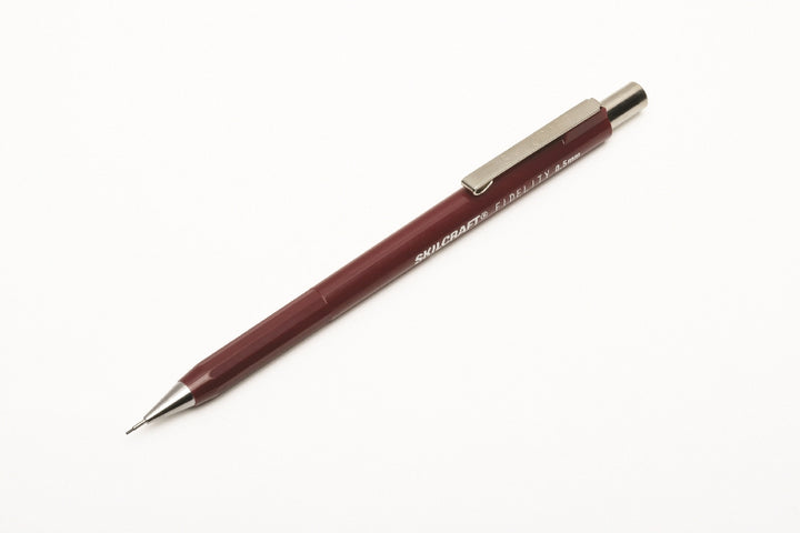 Image of Fidelity Push-Action Mechanical Pencil, Fine Point, Burgundy
