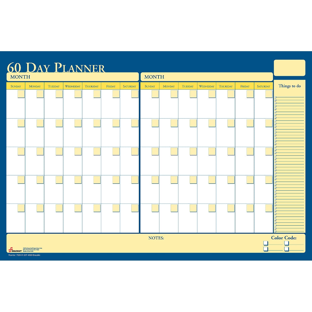 Image of Reversible and Erasable Non-Dated 30/60 Day Flexible Planner, 36" W x 24" L