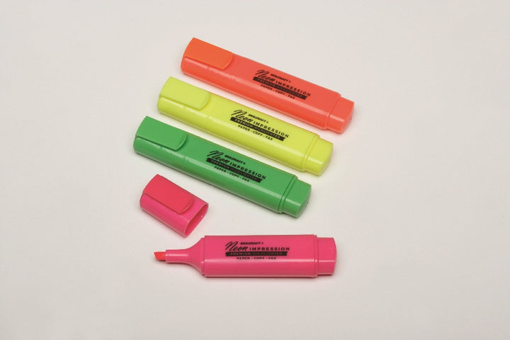 Image of Skilcraft Neon Flat Highlighter, Assorted Colors