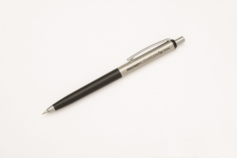 Image of Skilcraft Stainless Elite Mechanical Pencil , Fine Point, Black and Stainless Steel Barrel