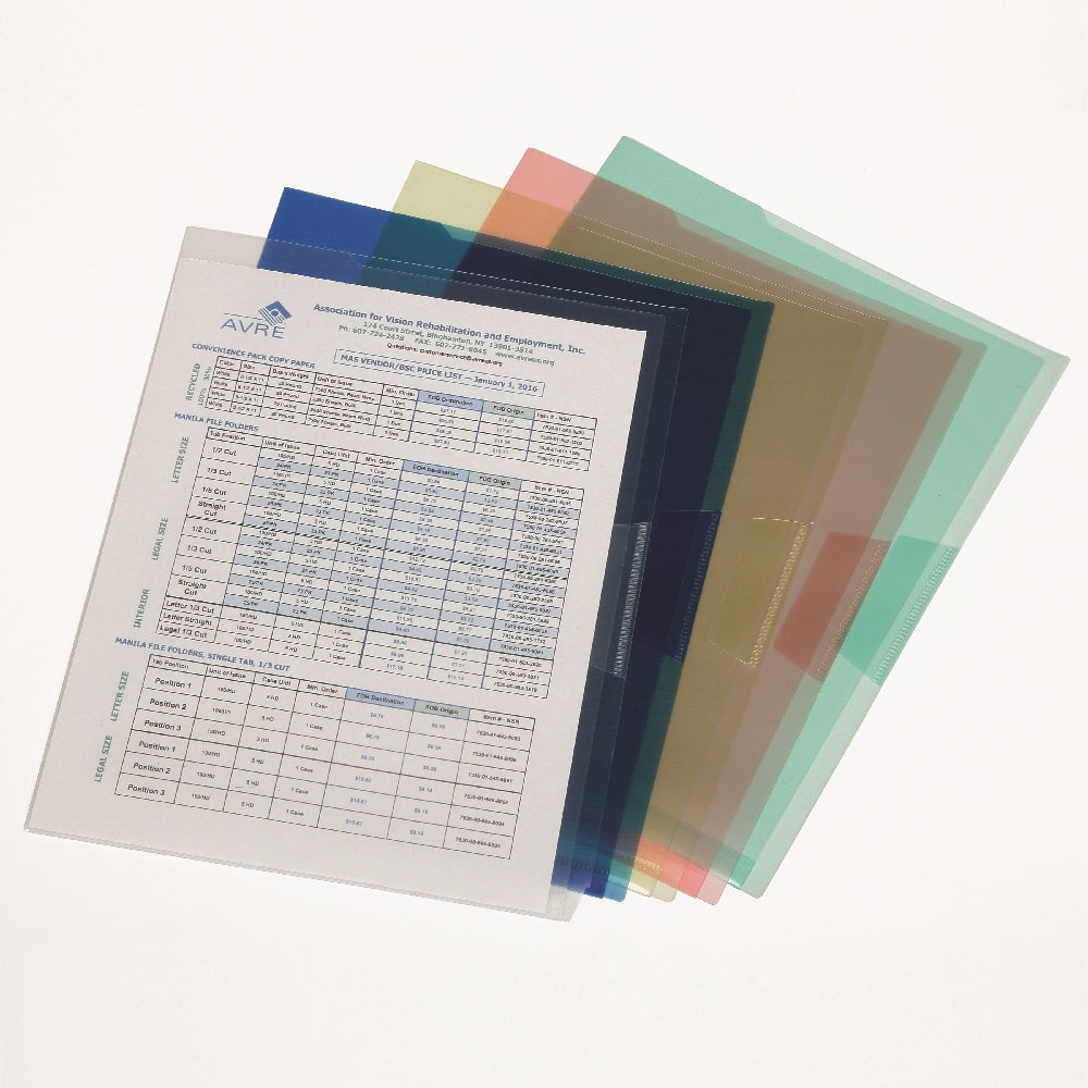 Image of Skilcraft Project File Jacket, Translucent, Clear/Green/Blue/Red/Yellow