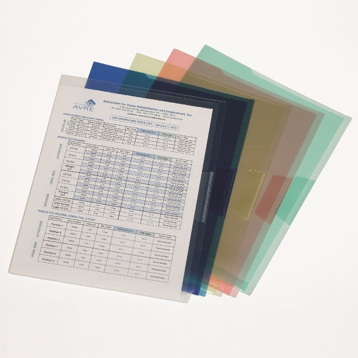 Image of Skilcraft Project File Jacket, Translucent, Clear/Green/Blue/Red/Yellow