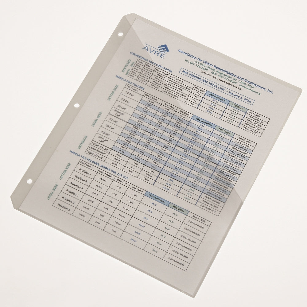 Image of Skilcraft Three-Ring Slash-Style Project File Jacket, Clear