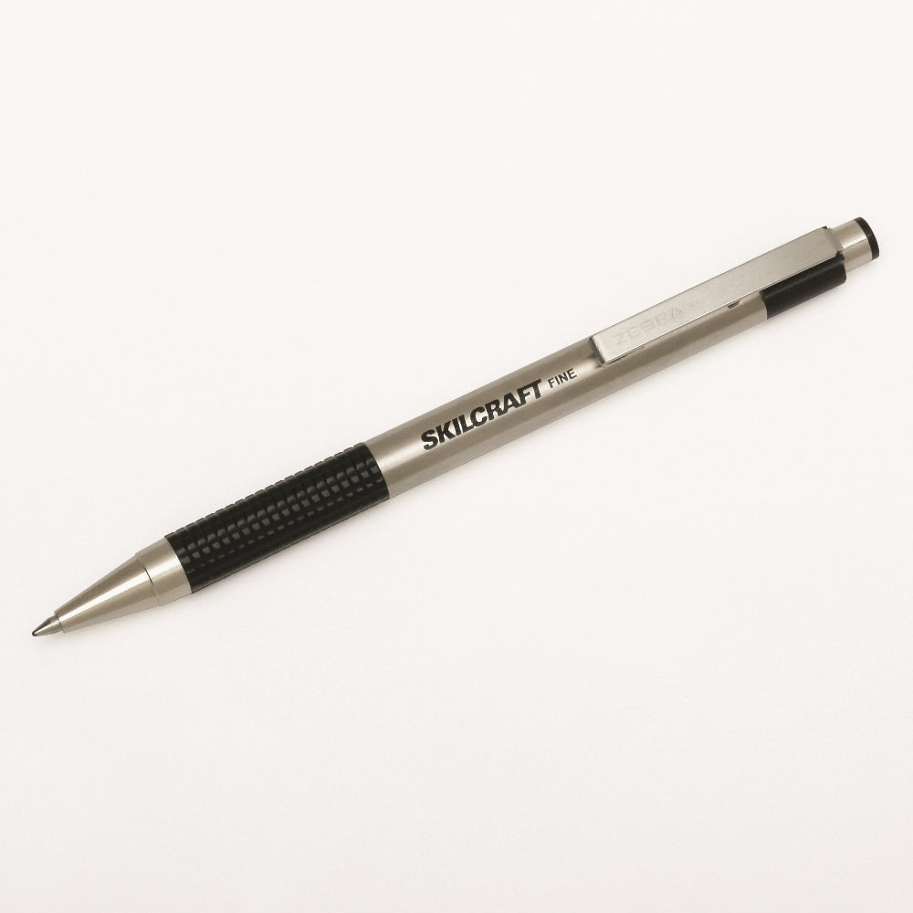 Image of Skilcraft Zebra Retractable Ballpoint Pen, Stainless Steel Barrel