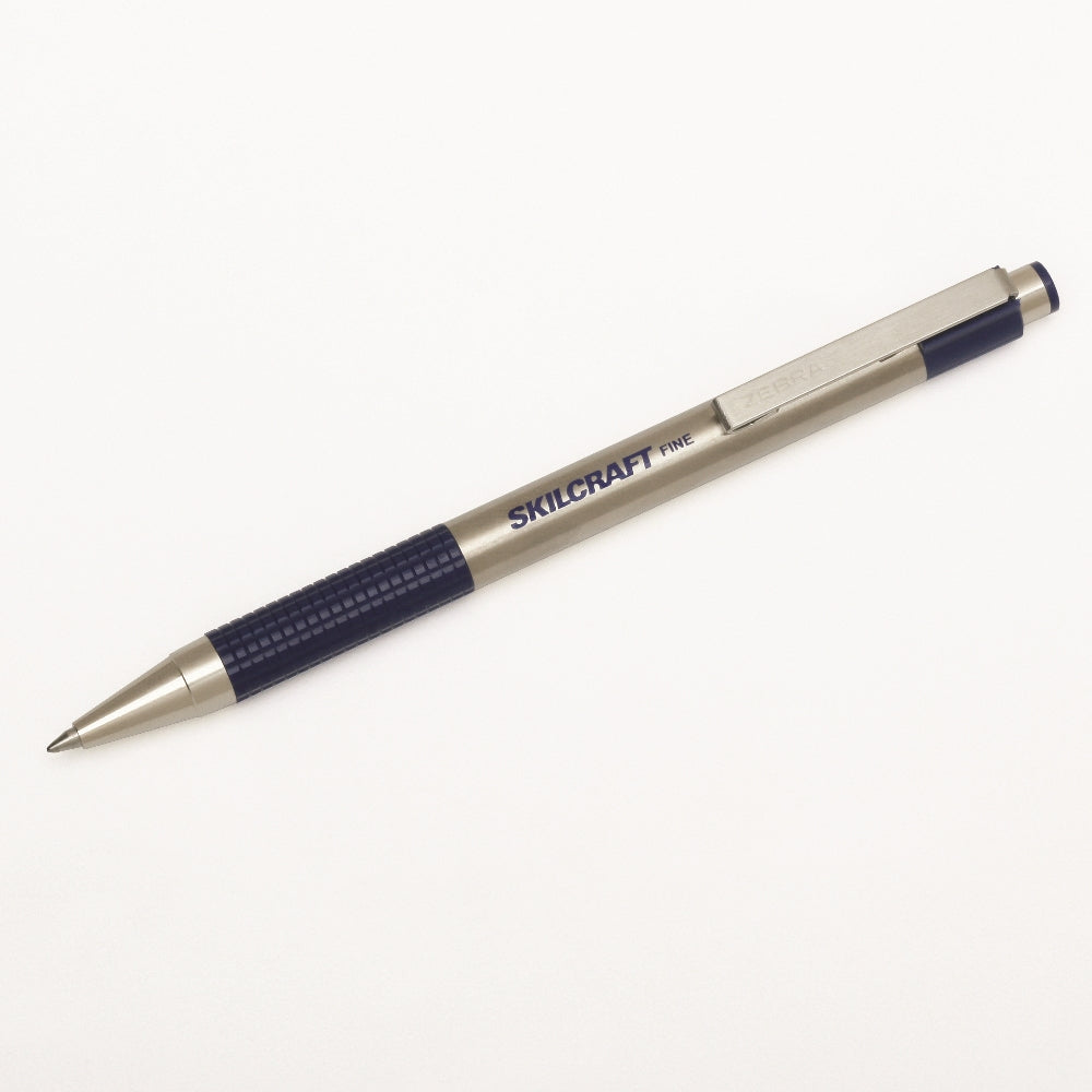 Image of Skilcraft Zebra Retractable Ballpoint Pen, Stainless Steel Barrel