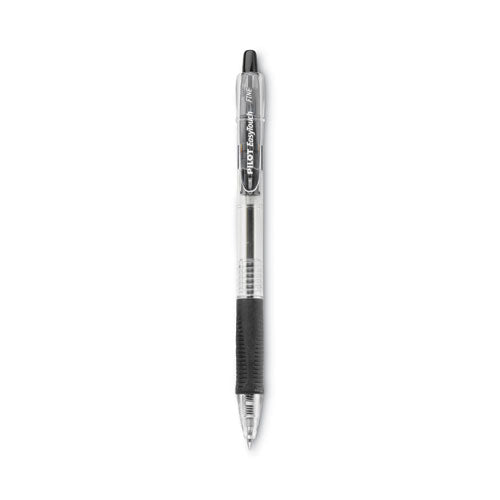 Image of Pilot® Easytouch Ballpoint Pen, Retractable, Fine 0.7 Mm, Black Ink, Clear Barrel, Dozen