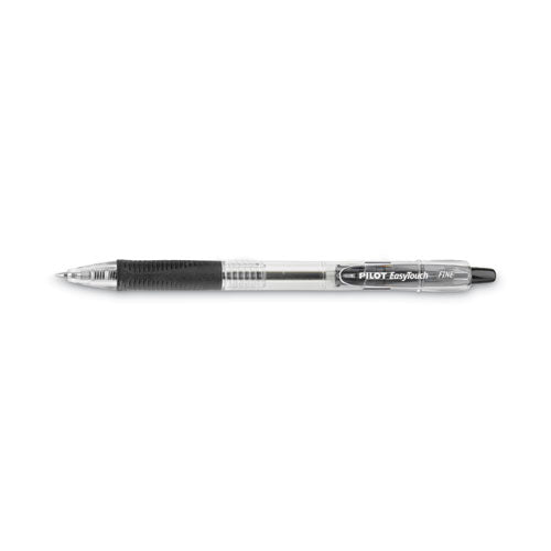 Image of Pilot® Easytouch Ballpoint Pen, Retractable, Fine 0.7 Mm, Black Ink, Clear Barrel, Dozen