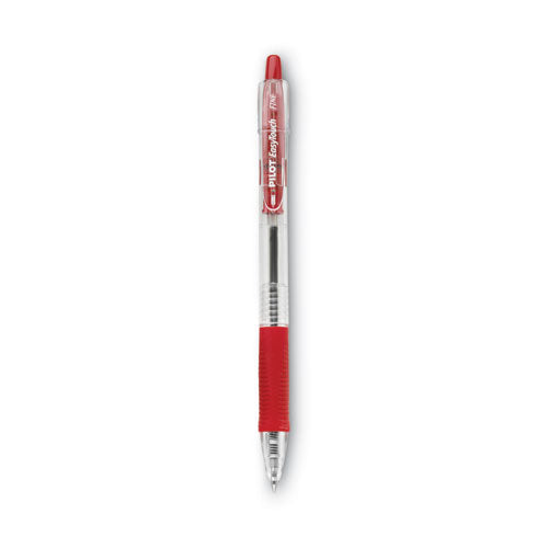 Image of Pilot® Easytouch Ballpoint Pen, Retractable, Fine 0.7 Mm, Red Ink, Clear Barrel, Dozen