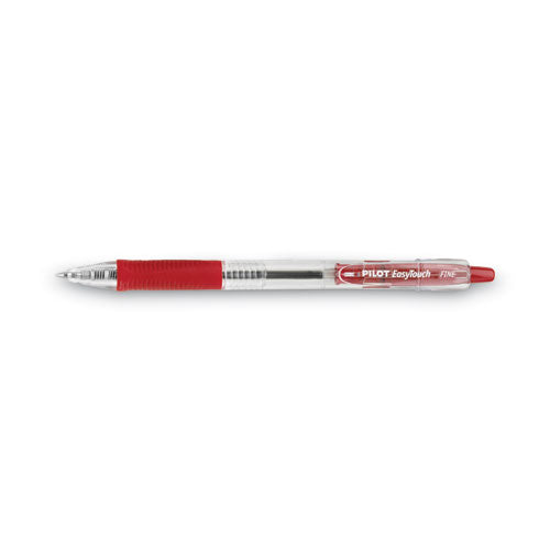 Image of Pilot® Easytouch Ballpoint Pen, Retractable, Fine 0.7 Mm, Red Ink, Clear Barrel, Dozen