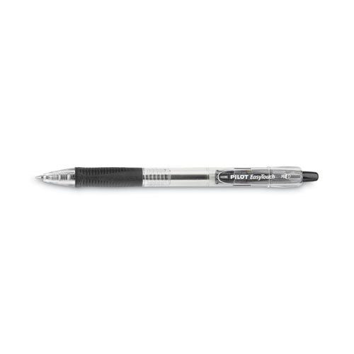 Image of Pilot® Easytouch Ballpoint Pen, Retractable, Medium 1 Mm, Black Ink, Clear Barrel, Dozen