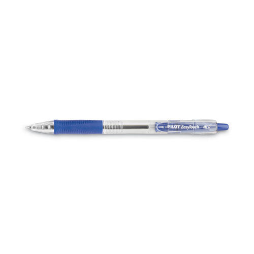 Image of Pilot® Easytouch Ballpoint Pen, Retractable, Medium 1 Mm, Blue Ink, Clear Barrel, Dozen