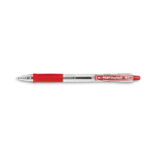 Image of Pilot® Easytouch Ballpoint Pen, Retractable, Medium 1 Mm, Red Ink, Clear Barrel, Dozen
