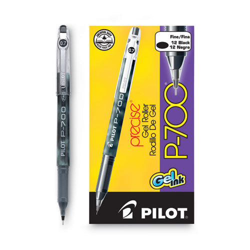 Image of Pilot® Precise P-700 Gel Pen, Stick, Fine 0.7 Mm, Black Ink, Black Barrel, Dozen