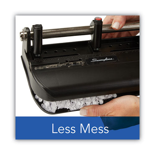 Image of Swingline® 40-Sheet Accented Heavy-Duty Lever Action Two- To Seven-Hole Punch, 11/32" Holes, Black/woodgrain