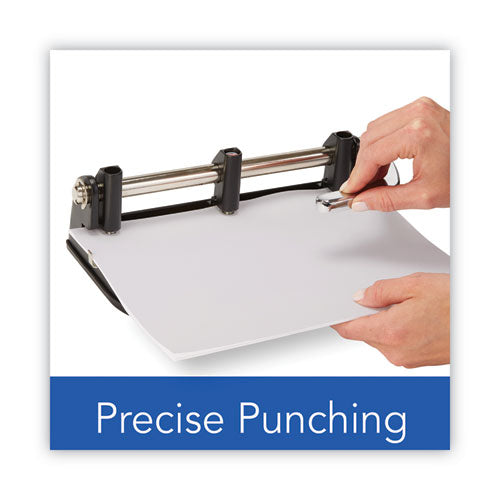 Image of Swingline® 40-Sheet Accented Heavy-Duty Lever Action Two- To Seven-Hole Punch, 11/32" Holes, Black/woodgrain