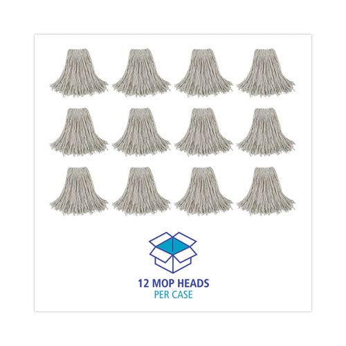 Image of Boardwalk® Cut-End Wet Mop Head, Cotton, No. 24, White 12/carton