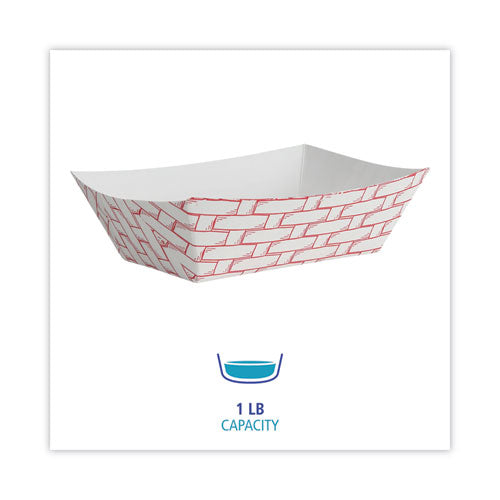 Image of Boardwalk® Paper Food Baskets, 1 Lb Capacity, Red/white, 1,000/carton