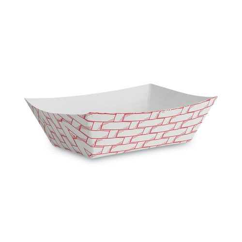 Image of Boardwalk® Paper Food Baskets, 1 Lb Capacity, Red/white, 1,000/carton