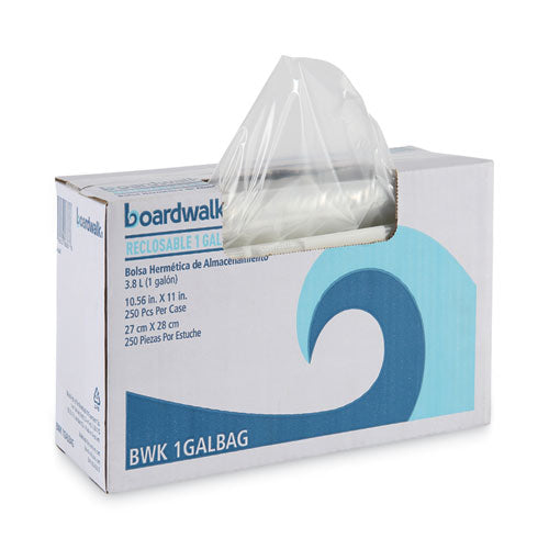 Image of Boardwalk® Reclosable Food Storage Bags, Gallon, 10.5" x 11", Clear, 250/Box