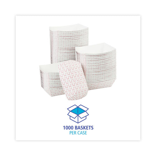 Image of Boardwalk® Paper Food Baskets, 0.5 Lb Capacity, Red/white, 1,000/carton