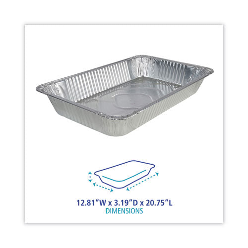 Image of Boardwalk® Aluminum Steam Table Pans, Full-Size Deep, 620 Gauge, 3.19" Deep, 12.81 x 20.75, 50/Carton