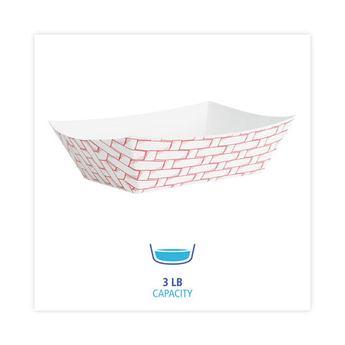 Image of Boardwalk® Paper Food Baskets, 3 Lb Capacity, Red/white, 500/carton