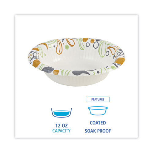 Image of Boardwalk® Deerfield Printed Paper Bowl, 12 Oz, Coated/soak Proof, Multicolor, 125/pack, 8 Packs/carton
