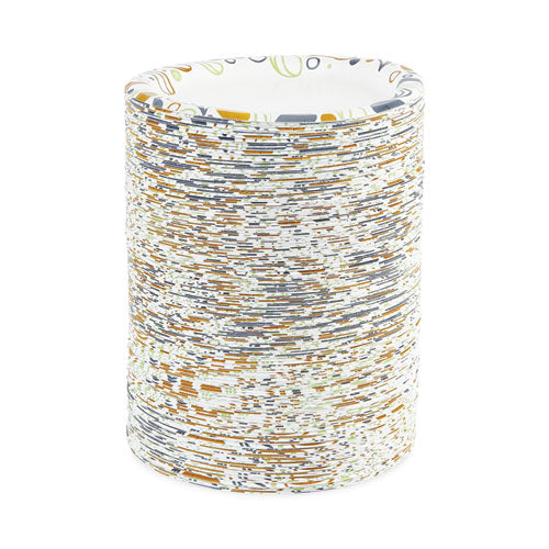 Image of Boardwalk® Deerfield Printed Paper Plates, 6" dia, Coated/Soak Proof, White/Yellow/Green/Purple, 250/Pack, 4 Packs/Carton