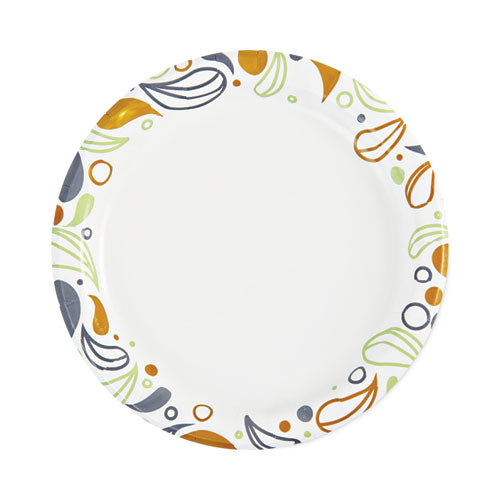 Image of Boardwalk® Deerfield Printed Paper Plates, 6" dia, Coated/Soak Proof, White/Yellow/Green/Purple, 250/Pack, 4 Packs/Carton
